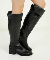 Bota Over Knee Via Uno fabricada em material sintético 050433 Bota Over Knee Via Uno fabricada em material sintético 050433