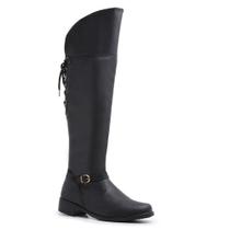 Bota Over Montaria Feminina Sintetico Cano Longo De Amarrar Atrás Macia