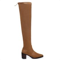 Bota Over The Knee Bico Fino Salto Baixo Elástico Moderna Bota Over The Knee Bico Fino Salto Baixo Elástico Moderna