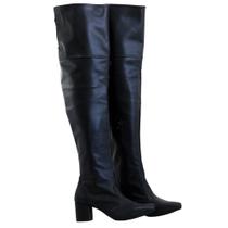 Bota Over The Knee Feminina Salto Grosso Bico Fino Zíper Lirom