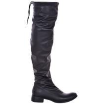 Bota Over The Knee Feminina Stretch Ajustável Salto Bloco Acima Joelho Lisa Cor:PretoTamanho:34