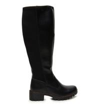 Bota Over The Knee Montaria Preta Feminina Tratorada Cano Alto Couro Lançamento Inverno