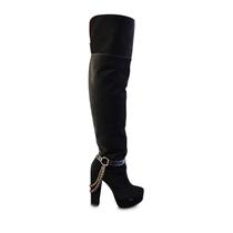 Bota Over The Knee Preto Nobuck Correntes Gabe