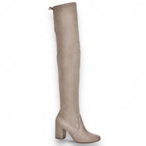 Bota Over The Knee Salto Alto Grosso Bloco Cano Alto Na Coxa