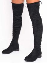 Bota Over The Knee Salto Grosso Bloco Baixo Na Coxa Strech