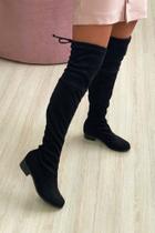 Bota over The knee suede acima do joelho sem salto