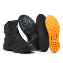 Bota Para Motoqueiro Couro Masculina Cano Médio Motoboy