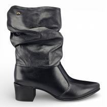Bota Pegada 280901 Cano Médio Salto Bloco com Zíper Interno e Forro Suede Bota Pegada 280901 Cano Médio Salto Bloco com Zíper Interno e Forro Suede
