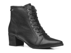 Bota Pegada Bico Fino em Couro com Cadarços 280503 Preto Bota Pegada Bico Fino em Couro com Cadarços 280503 Preto