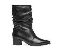 Bota pegada coturno em couro feminino - preto - 37