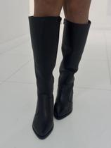 Bota Pegada Feminina Cano Alto Salto Bloco Preto