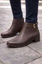 Bota Pegada Feminina Cano Curto Couro Toffe