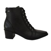 Bota Pegada Feminina Doris Couro Cano Curto Conforto Tamanho:35Cor:Preto