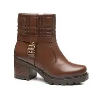 Bota Pegada Feminina em Couro Cano Médio com Ziper Lateral Modelo 281311 Excelente Durabilidade, Maciez e Resistência, solado em PU tratorado