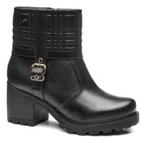 Bota Pegada Feminina em Couro Cano Médio com Ziper Lateral Modelo 281311 Excelente Durabilidade, Maciez e Resistência, solado em PU tratorado