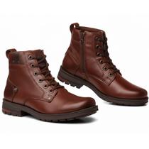 Bota Pegada Masculina Couro Legítimo Zíper Conforto Original Coturno Casual