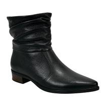 Bota Pegada Slouchy Cano Curto Bico Fino 282501 Couro Preta