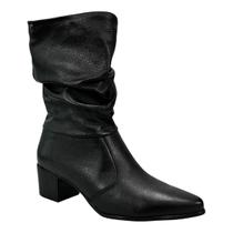 Bota Pegada Slouchy Cano Médio 280901 Couro Preta Bota Pegada Slouchy Cano Médio 280901 Couro Preta