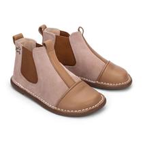 Bota Pião Couro Caramelo/Rose Camurça - Petit Cheval