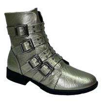 Bota Piccadilly Coturno Leci Fivelas Cano Curto 653006 Pewter Bota Piccadilly Coturno Leci Fivelas Cano Curto 653006 Pewter