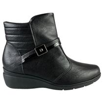 Bota Piccadilly Feminina Cano Curto Anabela Original Conforto Maxi Preta Cor:PretoTamanho:33