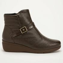 Bota Piccailly Cano Curto Anabela Marrom