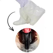 Bota Plástica Impermeável Chuva e Agronegócio Branca Com Elástico 100 unidades