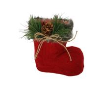 Bota Plástica Revestida de Tricô Vermelha com Tule Bota Plástica Revestida de Tricô Vermelha com Tule