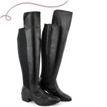 Bota plus size Over moda inverno confortável Neoprene Com Zíper Lateral Preto