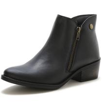 Bota Pórtice Em Couro Cano Com Zíper Preto Bota Pórtice Em Couro Cano Com Zíper Preto