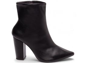 Bota Preta Cano Curto Salto Alto Grosso 9 cm Bico Fino Estilo e Elegância