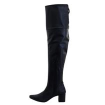 Bota Preta Feminina Clássica Over The Knee Salto Bloco Bico Fino Lirom
