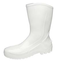 Bota pvc branca cano medio com forro