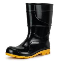 Bota PVC Crival Preta Solado Amarelo Cano Médio sem Forro 28cm CA32180 31/38 Bota PVC Crival Preta Solado Amarelo Cano Médio sem Forro 28cm CA32180 31/38