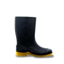 Bota PVC Impermeável Cano Médio 28cm Preta/Amarela Nº39 - INNPRO