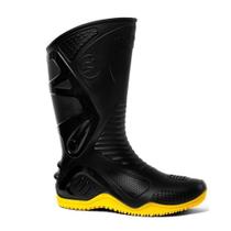 Bota Pvc Preto Com Solado Amarelo 29cm N 38 Motosaf