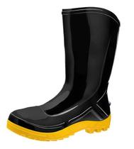 Bota pvc preto solado amarelo sem forro cartom - n40
