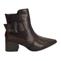 Bota Ramarim 2559132 Feminino Marrom cano curto bico fino Bota Ramarim 2559132 Feminino Marrom cano curto bico fino