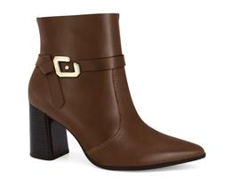 Bota Ramarim Cano Curto Bico Fino Salto Bloco Couro 2568103