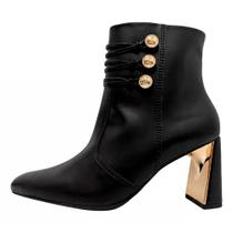 Bota Ramarim Cano Curto Salto Alto Metalizado