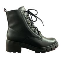 Bota ramarim/ coturno - vest vegetal plus/preta com ilhos prata -2412102