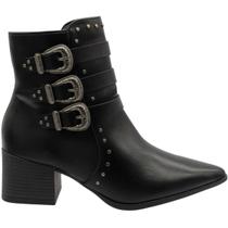 Bota Ramarim Texas Fivelas Salto Bloco Feminina Bota Ramarim Texas Fivelas Salto Bloco Feminina