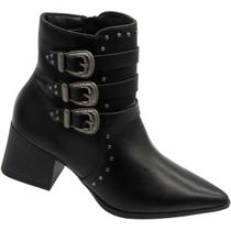 Bota Ramarim Texas Fivelas Salto Bloco Feminina Bota Ramarim Texas Fivelas Salto Bloco Feminina