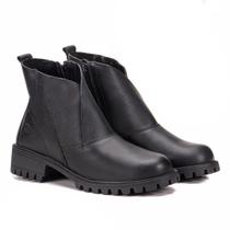 Bota Roses Em Couro Graxo Preto Com Sola De Borracha Preta Bota Roses Em Couro Graxo Preto Com Sola De Borracha Preta