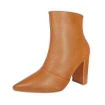 Bota Salto Alto Grosso Cano Curto Bico Fino Luiza Sobreira Caramelo Mod. 2225 Bota Salto Alto Grosso Cano Curto Bico Fino Luiza Sobreira Caramelo Mod. 2225