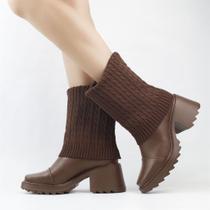 Bota Salto Bloco Cano Médio Meia Bota Salto Bloco Cano Médio Meia