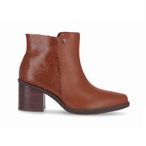 Bota Salto Grosso Bico Fino Piccadilly 766006 Feminina - Conhaque