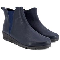 Bota Salto Plataforma Azul Couro