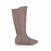 Bota Sandy Cano Longo Anabela Baixo Taupe