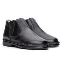 Bota Sapato Masculina Antistress de Couro Palmilha Conforto Preto